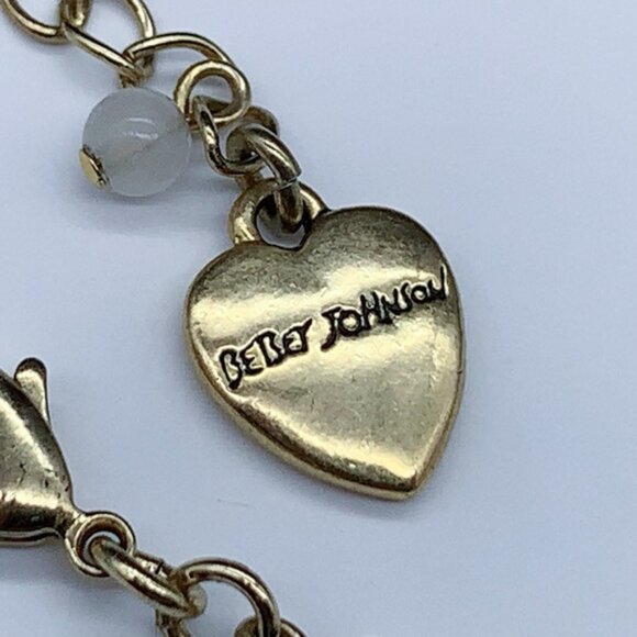 Betsy Johnson Two Strands Black and Gold Heart Pendant Custome Jewelry Necklace - Picture 6 of 6